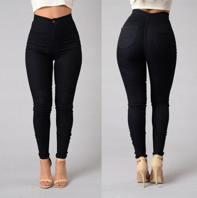 Lässige Hosen für Frauen hohe Taille Stretch Slim Hose Skinny Candy Farbe Jeans