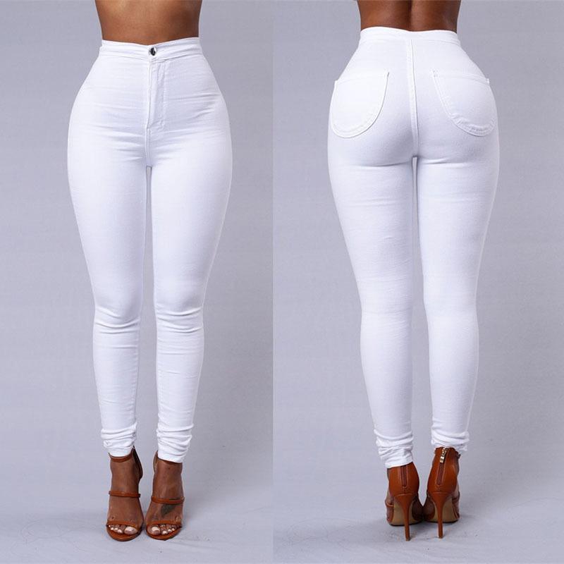 Lässige Hosen für Frauen hohe Taille Stretch Slim Hose Skinny Candy Farbe Jeans